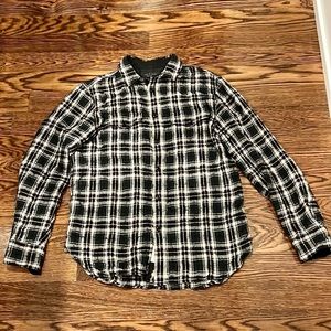 Rag & Bone Men’s Plaid Check Flannel Button Down Shirt Black White Red Medium M